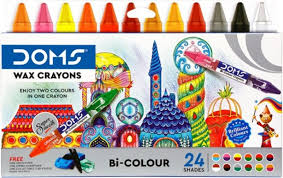 DOMS BICOLOR WAX CRAYONS 24SHADES